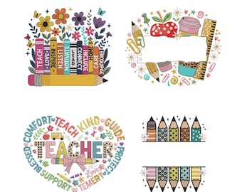 Back To School  Embroidery Designs, Teacher Embroidery Machine File (Digital Download)