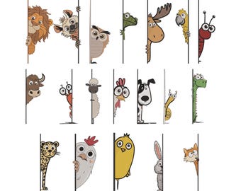 Safari Animals Embroidery Designs, Baby Zoo, Embroidery Bundle, Machine Embroidery File, Dst Pes Jef vp3 Exp,  9 Sizes, Instant Download