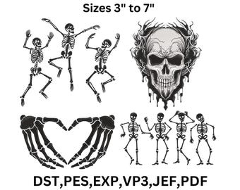 Skull Embroidery Design, Machine Embroidery Files, 9 Sizes, Instant Download