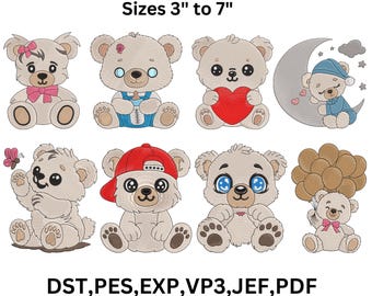 Teddy Bear Embroidery Design | Girl, Animal Theme (Instant Download)