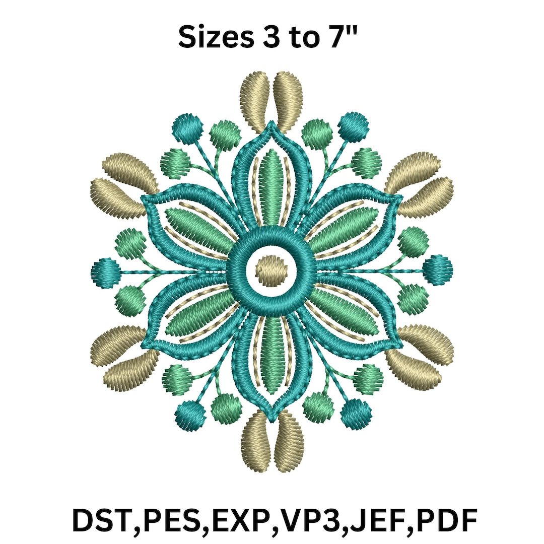 Flower Embroidery Design, Floral Machine Embroidery File, (9 Sizes ...