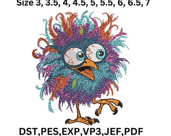 Funny Bird Embroidery Design, Machine Embroidery Pattern, 9 Sizes  (Digital Download)