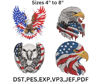 American Eagle Embroidery Design: USA Flag, 4th of July (9 Sizes) (Digital File)