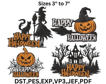 Halloween Embroidery Designs, Ghost Embroidery Bundle,  Machine Embroidery File, Dst Pes Jef vp3 Exp,  9 Sizes, Instant Download