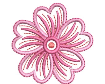 Mini flower Embroidery Design, Pink Floral Embroidery File, Machine pattern File, Dst Pes Jef vp3 Exp,  9 Sizes, Instant Download