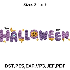 Happy Halloween Embroidery, Machine Embroidery Files, Ghost Embroidery, Embroidery Bundle, Halloween Embroidery, 9 Sizes