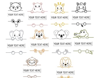 Safari Animals Embroidery Designs, Baby Zoo Animal Bundle, (9 Sizes, Digital Download)