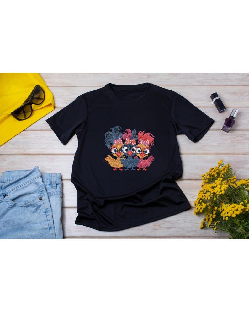 Funny Chicken Embroidery Design Bundle, Machine Embroidery Files, 9 ...