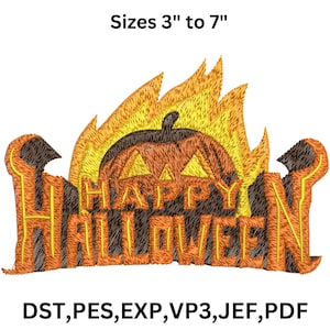 Happy Halloween Embroidery, Machine Embroidery Files, Ghost Embroidery,  Halloween Embroidery, 9 Sizes