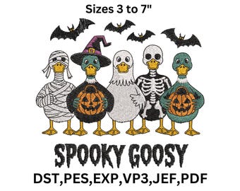 Disegno da ricamo "Oca spettrale", ricamo a macchina per Halloween (download immediato)
