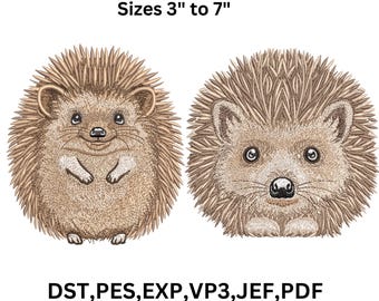 2 Hedgehog Embroidery Design, Animal Pattern (3-7 inch) (Digital Download)