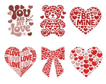 「Be Mine Heart」刺繍セット、You Are My Love 刺繍デザイン、9サイズ、デジタルダウンロード