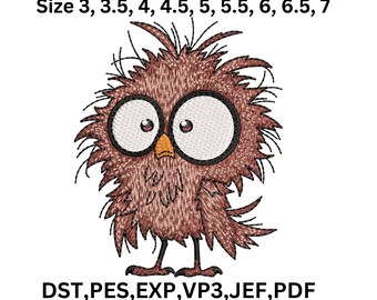 Bird Embroidery Design, Funny Kids  Machine Embroidery File, Dst Pes Jef vp3 Exp,  9 Sizes, Instant Download