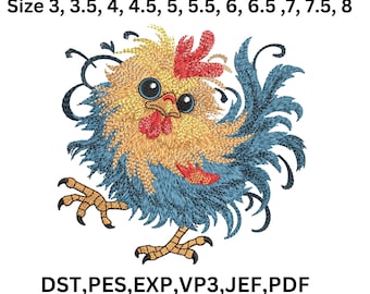 Funny Chicken Embroidery Design, Machine File Pattern, 9 Sizes (Digital Download)