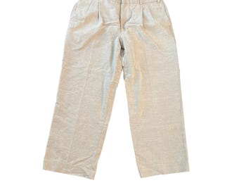 Pantalon habillé plissé en lin et coton beige clair pour homme LL Bean, taille 40, été