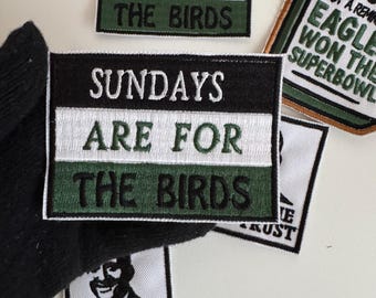"Sonntags sind für die Birds Eagles Aufnäher ""4x4"" (1 STÜCK), Stickerei nach Wunsch, zum Aufbügeln, Philadelphia eagles Football, für Mütze, Kleidung, Taschen
