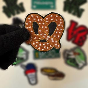 Custom Pretzel Patch, Philadelphia special, 3” (1Pc) iron on patch