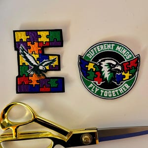 Eagles Birds Inspired Custom Autism Awareness embroidery Patches iron on,sew on patch for different minds for hats,jackets,shirts,jeans