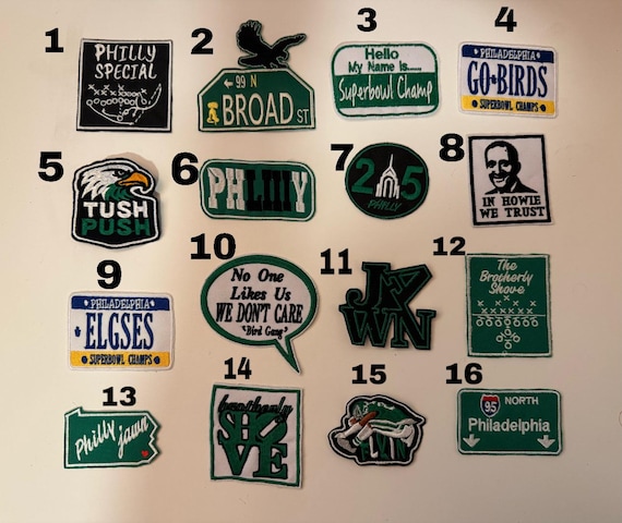 Custom Philadelphia Eagles Patches, Eagles Nation, Bird Gang Embroidery for shirts, jackets, hoodies and apparel
