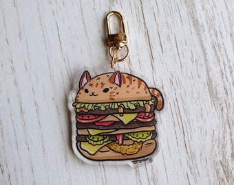 Burger Cat Acrylic Keyring