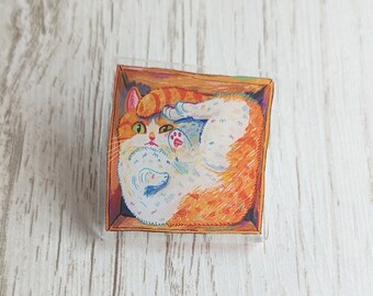 Cat in a Box square Pin