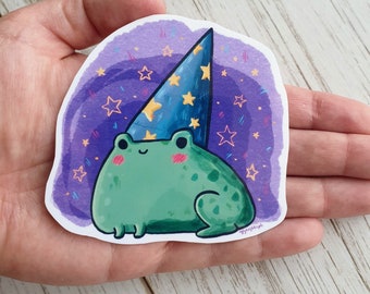 Frog Wizard Vinyl Sticker