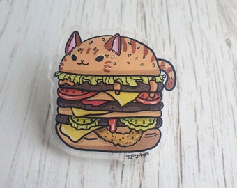 Burger Cat Acrylic Pin