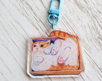 Cat in a Box Acrylic Keyring