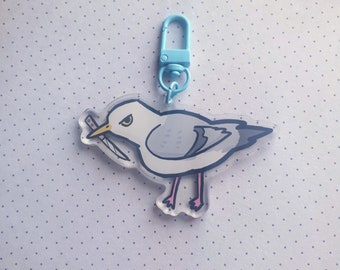 Stabby Seagull Acrylic Keyring