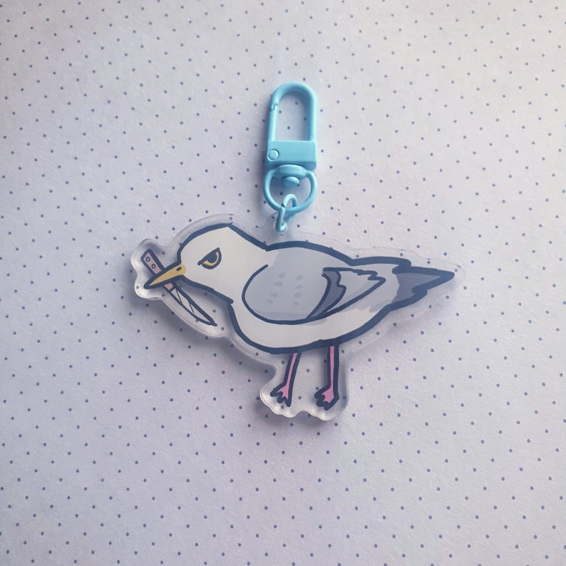 Stabby Seagull Acrylic Keyring image 1