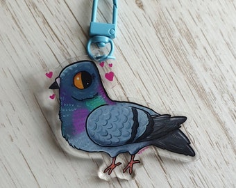 Cute Pigeon Acrylic Keyring