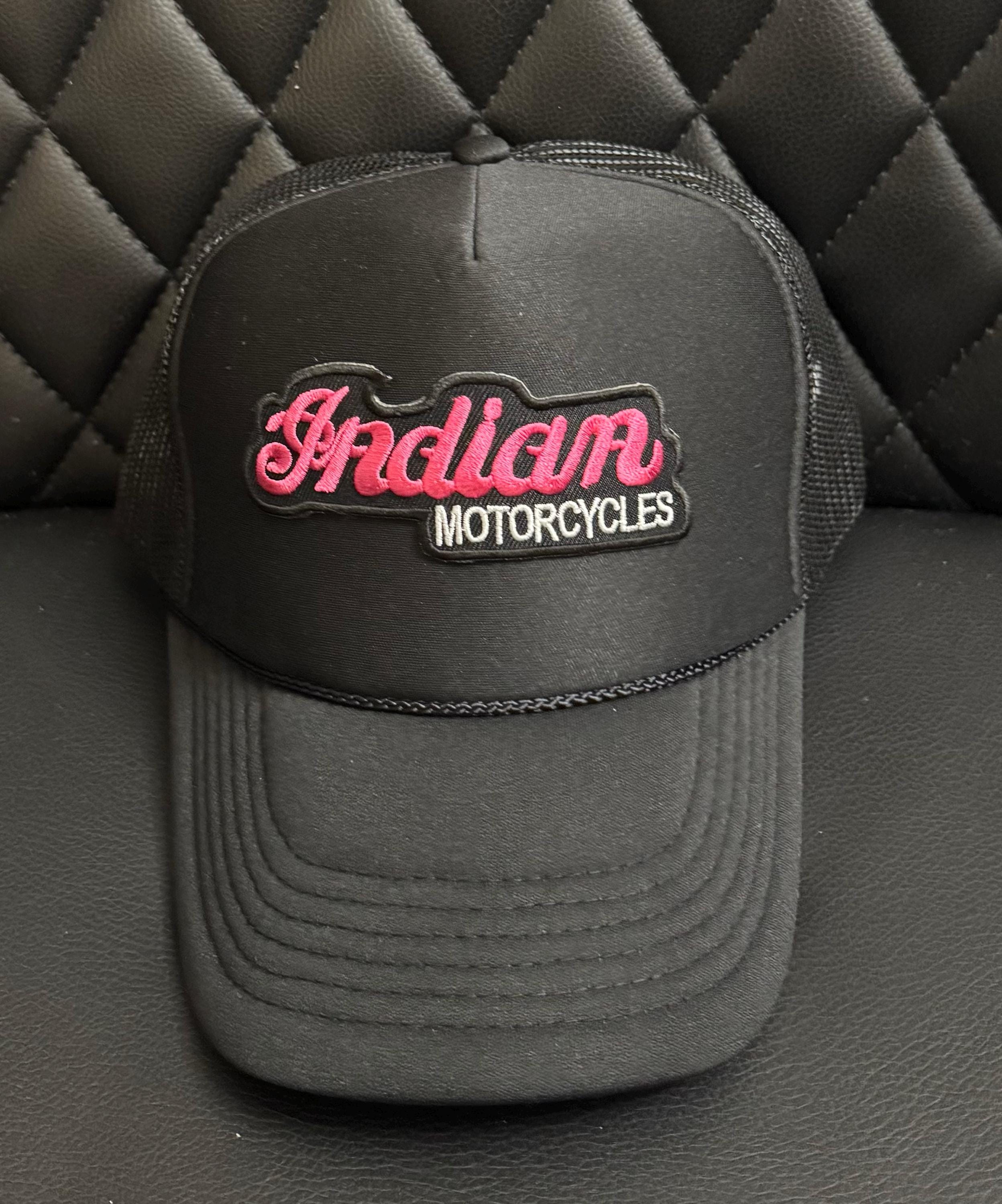 Indian Motorcycle Retro Vintage Style Patch Trucker Hat Cap Biker Riding Gear 80 01 Patch Trucker Cap, Gray | Indian Motorcycle main image 4