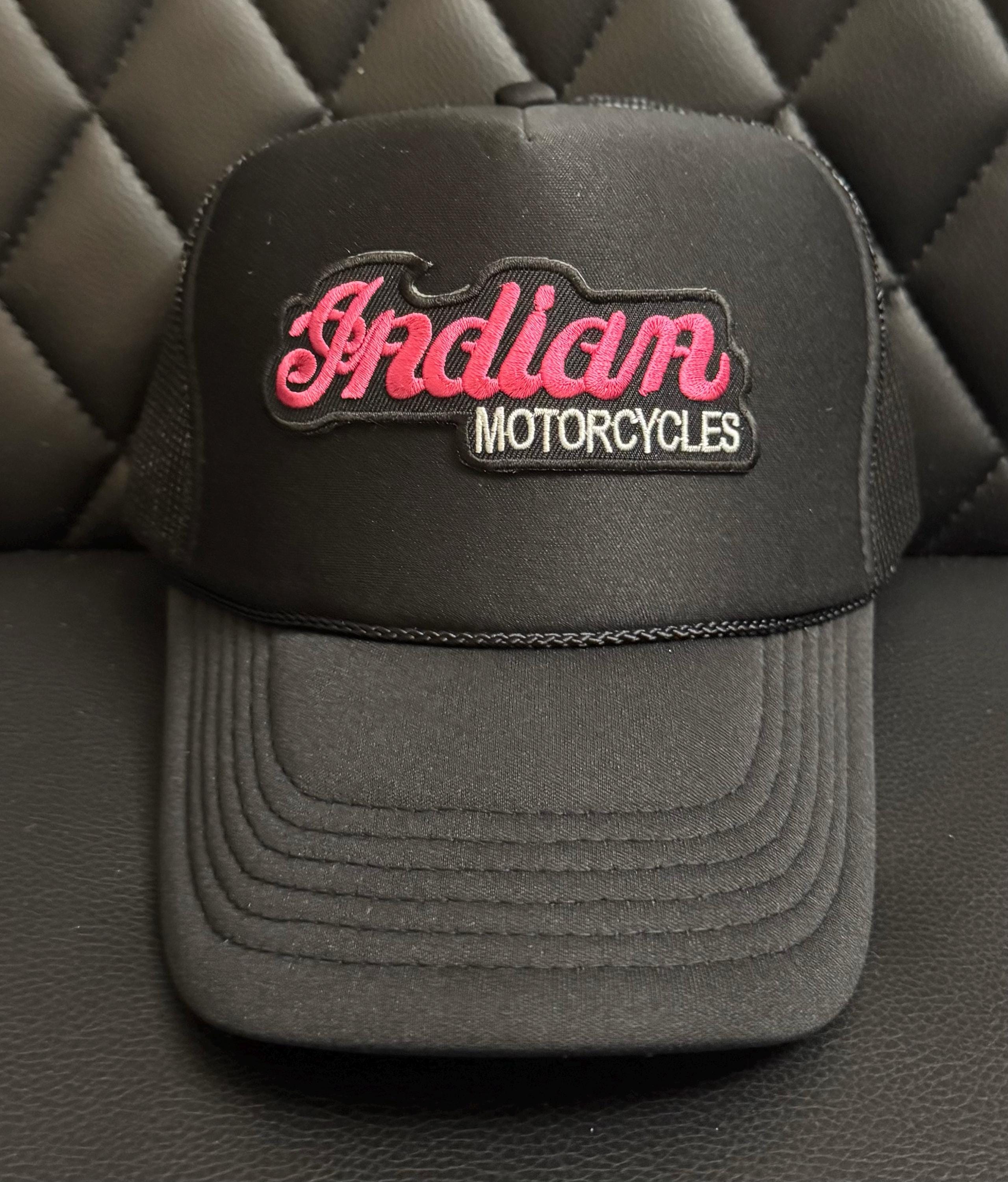 Retro Indian Motorcycle Embroidered Patch Hat Mesh Snapback Low Profile Cap 70s Indian Motorcycle Men main image 2