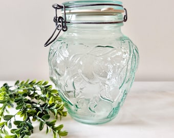 Vintage Green Glass Vitoria Etrusca Hermetic Jar - Made in Italy