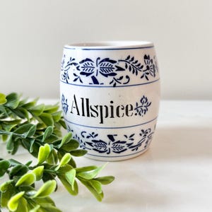Vintage Allspice Canister - Blue and White Decor