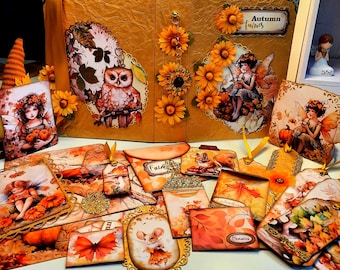 Autumn Junk Journal  Handmade Enchanted Forest Fairy Art Book  Woodland Vintage Style Notebook Gift