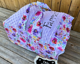 Personalized Kindermat Nap Mat cover with BOTH attached Minky Blanket and attached Minky Pillowcase