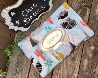 Wipes Case - Ready to Ship! Chic Wipes Cover - Wipes Case Cover - Baby Wipes Holder - Wipes Pouch - teepees - bubbies - cactus