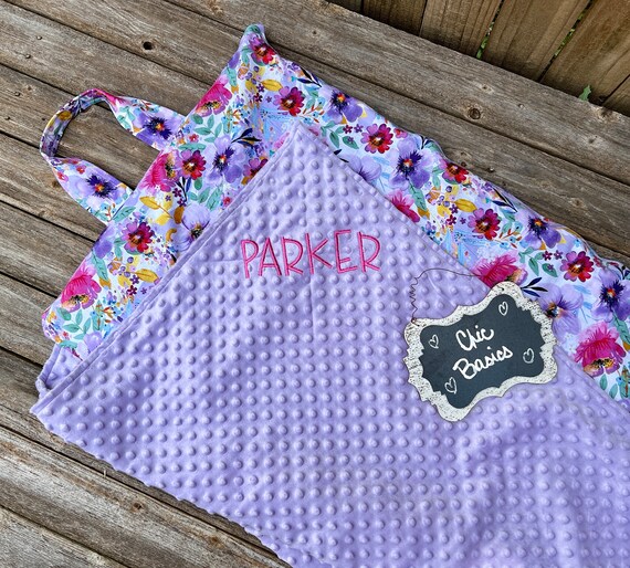 Kindermat cover with attached personalized Minky Blanket