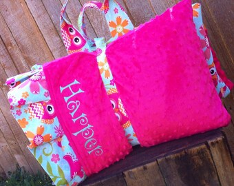 Personalized  Nap Mat cover with attached Minky Blanket & Ruffle Pillow Case for the Kindermat Daydreamer