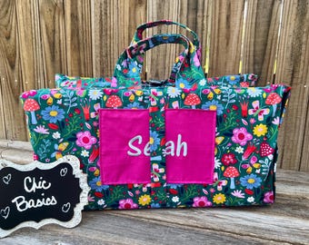Kindermat Nap Mat Cover and minky personalized pillowcase - over 200 fabric choices - Napmat Cover with Handles - Add a Blanket