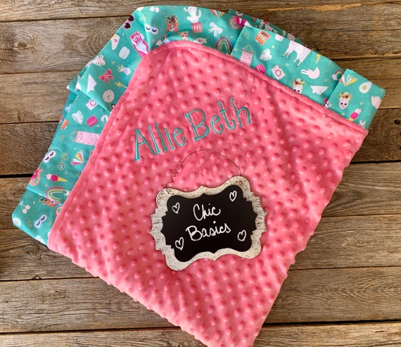 Personalized Minky Baby Blanket - Lovey Blanket - 200 Fabric Choices