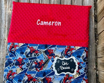 Nap Mat Cover with matching blanket fits Kindermats - Angeles Rest mat - 200 fabric choices - Super Hero