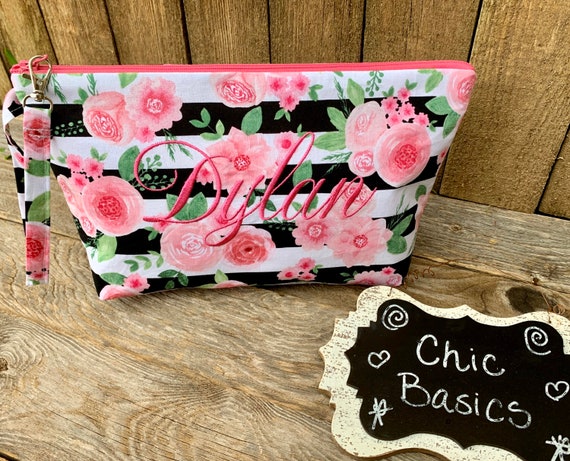 Makeup Bag - Cosmetics Case - Bridesmaid Gifts - Personalized Cosmetic Bags - over 200 Fabric Choices - Toiletry Bag - Small Zipper Pouch