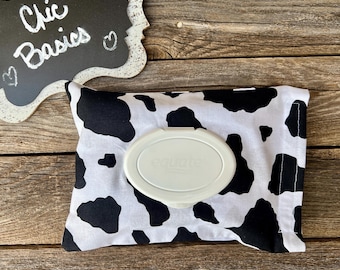 Wipes Case - Wipes Cover - Wipes Case Cover - Huggies Wipes Case - Over 150 Fabric Choices - wipes pouch - cow print