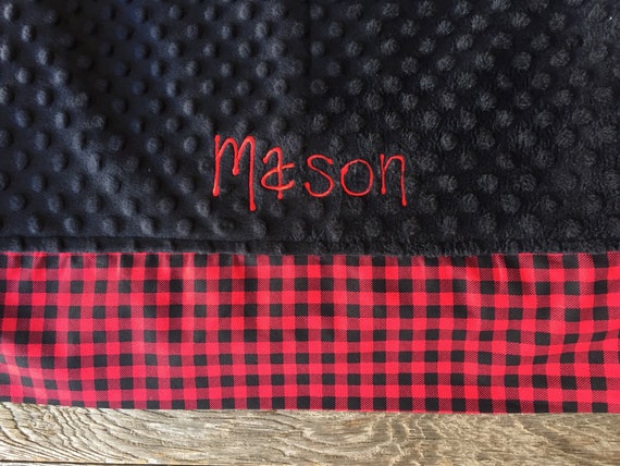 Buffalo Plaid Personalized Ruffle Travel Pillow Case - over 200 Fabric Choices