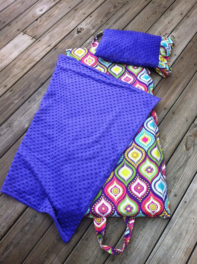 Nap Mat Cover With Attached Minky Blanket & Ruffle Pillow Case Etsy