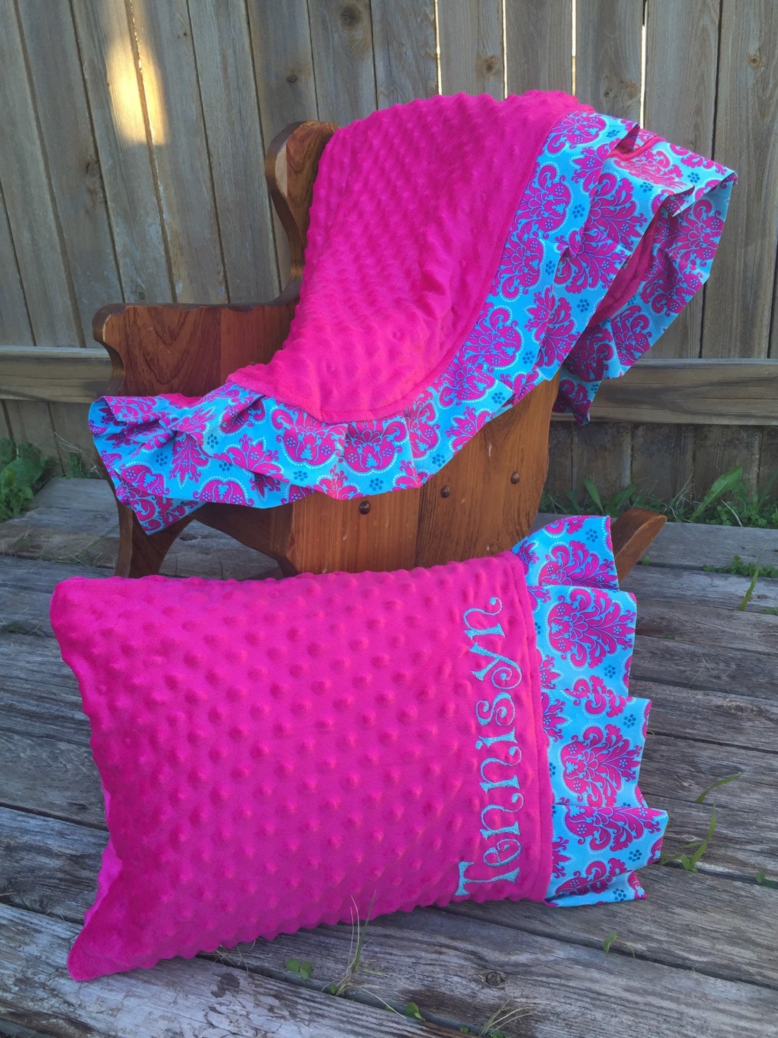 Minky Blanket and Personalized Pillowcase Etsy