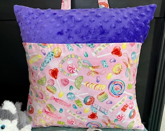 Reading Pillow - Reading Pocket Pillow - Personalized Reading Pillow - Pocket Reading Pillow - Ready to Ship - Candy sweet treats