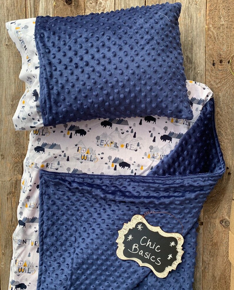 Nap Mat Cover With Attached Minky Blanket & Ruffle Pillow Case Etsy
